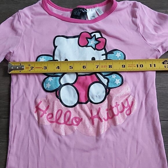 HELLO Kitty Girls Pink 100% Cotton Graphic Long Sleeved Pajama Top - Size 8Y - Picture 3 of 7